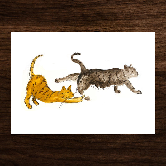 Stretching Cats - Art Print