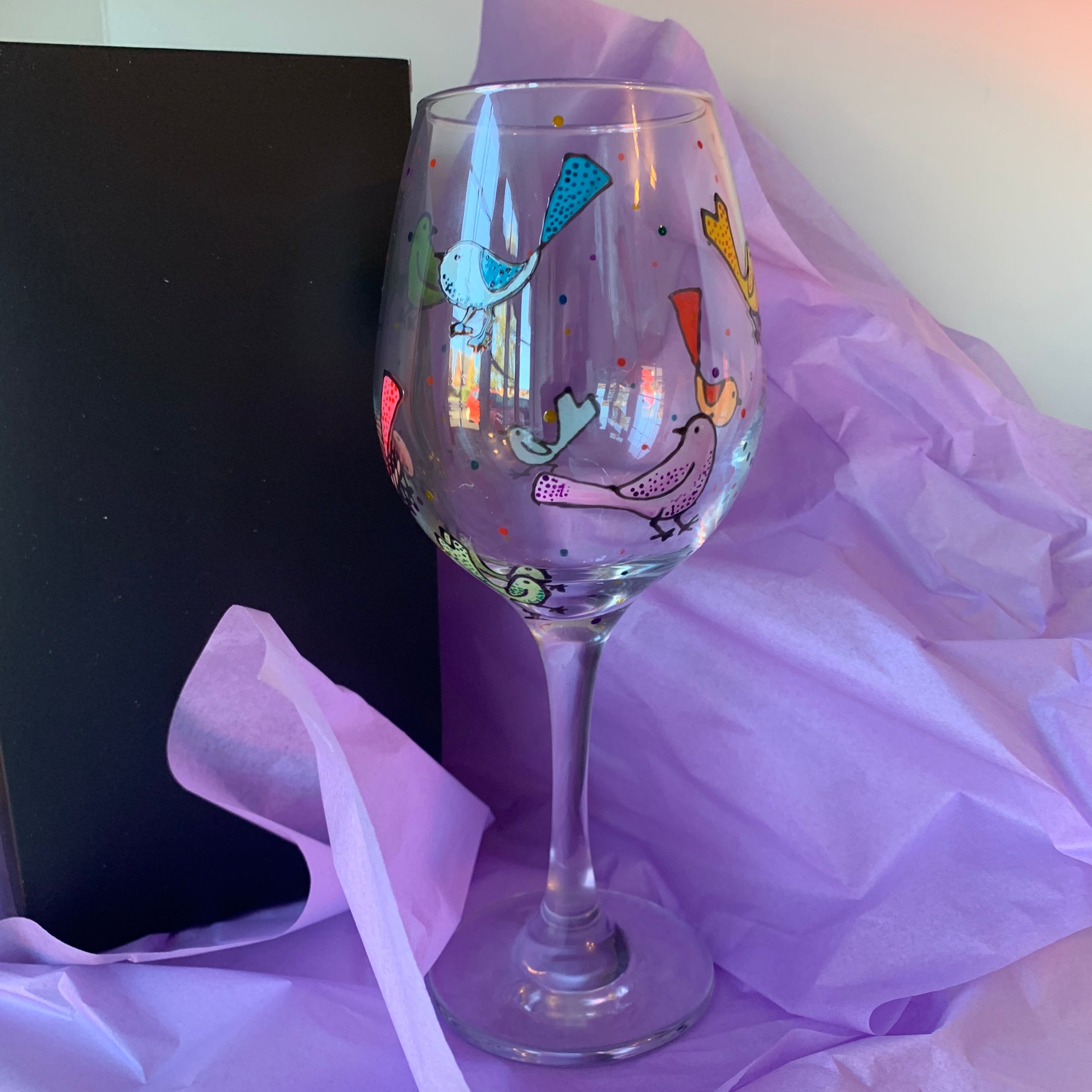 Hand Painted Tactile Coloured Wine Glasses Dishwasher Safe 