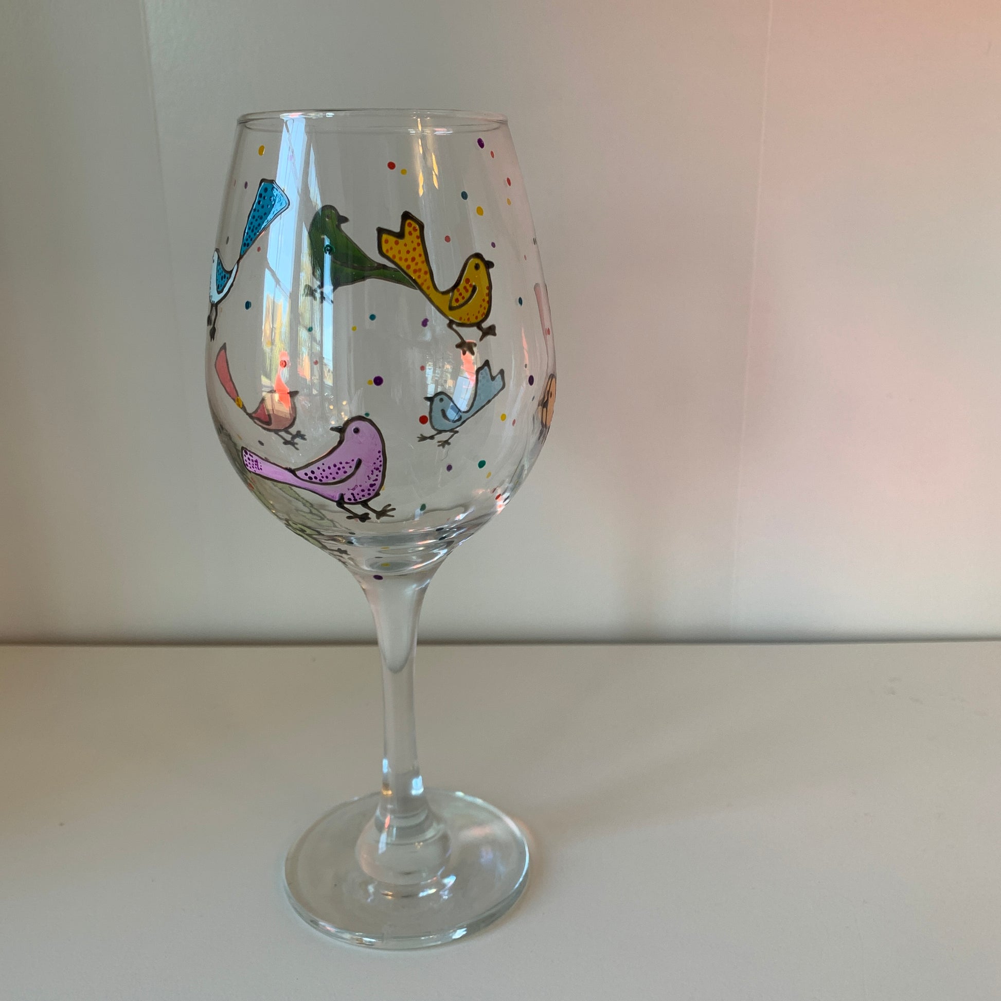 Rainbow Crabs Hand Painted Wine Glasses, Set of 8